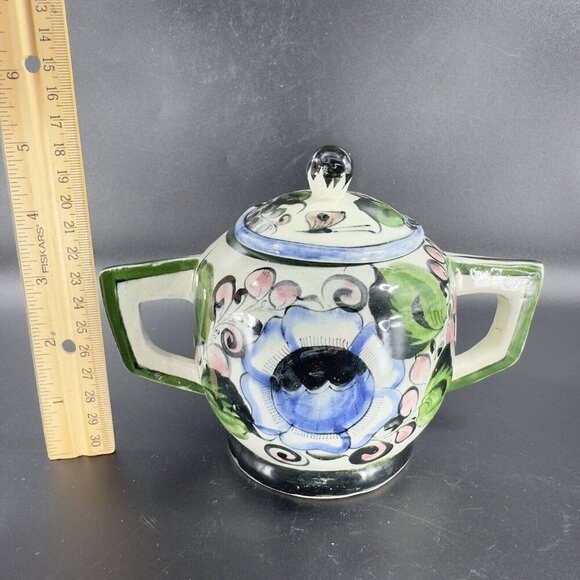 Hand Painted Mexico Pottery Tonala Talavera Sugar Bowl Jar Canister Container - Picture 3 of 13